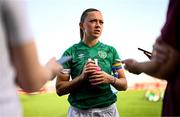 22 February 2023; Katie McCabe of Republic of Ireland speaks to media after the international friendly match between China PR and Republic of Ireland at Estadio Nuevo Mirador in Algeciras, Spain. Photo by Stephen McCarthy/Sportsfile