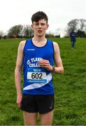24 February 2023; Niall Murphy from St Flannans in Ennis, Co Clare, after winning the Senior Boys race during the 123.ie Munster Schools Cross Country Championships at SETU Waterford in Waterford. Photo by Matt Browne/Sportsfile