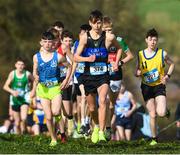 24 February 2023; Kevin Finn, 374, from Nenagh CBS, Co Tipperary on his way to winning the Junior Boys race during the 123.ie Munster Schools Cross Country Championships at SETU Waterford in Waterford. Photo by Matt Browne/Sportsfile