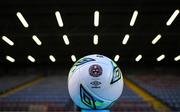 24 February 2023; A general view of a Bohemians branded match ball before the SSE Airtricity Men's Premier Division match between Bohemians and Dundalk at Dalymount Park in Dublin. Photo by Stephen McCarthy/Sportsfile