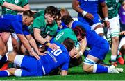 24 February 2023; Brian Gleeson of Ireland scores try during the U20 Six Nations Rugby Championship match between Italy and Ireland at Stadio Comunale di Monigo in Parma, Italy. Photo by Roberto Bregani/Sportsfile