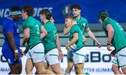 24 February 2023; Fintan Gunne of Ireland celebrates with teammates after scoring his side's second try during the U20 Six Nations Rugby Championship match between Italy and Ireland at Stadio Comunale di Monigo in Parma, Italy. Photo by Roberto Bregani/Sportsfile