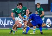 24 February 2023; John Devine of Ireland in action against Destiny Ugiagbe Aminu of Italy during the U20 Six Nations Rugby Championship match between Italy and Ireland at Stadio Comunale di Monigo in Parma, Italy. Photo by Roberto Bregani/Sportsfile
