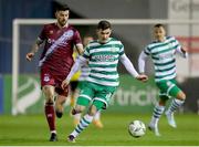 24 February 2023; Trevor Clarke of Shamrock Rovers in action against Adam Foley of Drogheda United during the SSE Airtricity Men's Premier Division match between Drogheda United and Shamrock Rovers at Weaver's Park in Drogheda, Louth. Photo by Michael P Ryan/Sportsfile