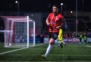 24 February 2023; Patrick McEleney of Derry City celebrates after scoring his side's first goal during the SSE Airtricity Men's Premier Division match between Derry City and Cork City at The Ryan McBride Brandywell Stadium in Derry. Photo by Ben McShane/Sportsfile