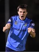 24 February 2023;Danú Kinsella Bishop of UCD celebrates after scoring his side's second goal during the SSE Airtricity Men's Premier Division match between UCD and Sligo Rovers at UCD Bowl in Dublin. Photo by Stephen Marken/Sportsfile