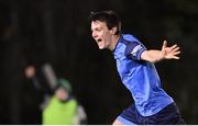 24 February 2023;Danú Kinsella Bishop of UCD celebrates after scoring his side's second goal during the SSE Airtricity Men's Premier Division match between UCD and Sligo Rovers at UCD Bowl in Dublin. Photo by Stephen Marken/Sportsfile