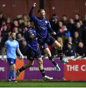 24 February 2023; Eoin Doyle of St Patrick's Athletic celebrates after scoring his side's first goal during the SSE Airtricity Men's Premier Division match between St Patrick's Athletic and Shelbourne at Richmond Park in Dublin. Photo by Tyler Miller/Sportsfile