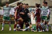 24 February 2023; Tempers flare between both teams during the SSE Airtricity Men's Premier Division match between Drogheda United and Shamrock Rovers at Weaver's Park in Drogheda, Louth. Photo by Michael P Ryan/Sportsfile