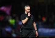 24 February 2023; Referee Sean Grant during the SSE Airtricity Men's Premier Division match between Drogheda United and Shamrock Rovers at Weaver's Park in Drogheda, Louth. Photo by Michael P Ryan/Sportsfile