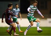 24 February 2023; Markus Poom of Shamrock Rovers in action against Darragh Markey of Drogheda United during the SSE Airtricity Men's Premier Division match between Drogheda United and Shamrock Rovers at Weaver's Park in Drogheda, Louth. Photo by Michael P Ryan/Sportsfile