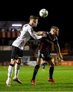 24 February 2023; Hayden Muller of Dundalk in action against Adam McDonnell of Bohemians during the SSE Airtricity Men's Premier Division match between Bohemians and Dundalk at Dalymount Park in Dublin. Photo by Stephen McCarthy/Sportsfile