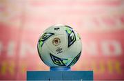 24 February 2023; A general view of the match ball before the SSE Airtricity Men's Premier Division match between St Patrick's Athletic and Shelbourne at Richmond Park in Dublin. Photo by Tyler Miller/Sportsfile