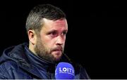 24 February 2023; St Patrick's Athletic manager Tim Clancy talks to the media before the SSE Airtricity Men's Premier Division match between St Patrick's Athletic and Shelbourne at Richmond Park in Dublin. Photo by Tyler Miller/Sportsfile