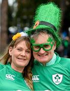 25 February 2023; Ireland supporters Anita White, from Shercock, Cavan, and Jim Rutledge, from Ballybay, Monaghan, before the Guinness Six Nations Rugby Championship match between Italy and Ireland at the Stadio Olimpico in Rome, Italy. Photo by Ramsey Cardy/Sportsfile