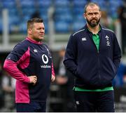 25 February 2023; Ireland head coach Andy Farrell, right, and Ireland national scrum coach John Fogarty before the Guinness Six Nations Rugby Championship match between Italy and Ireland at the Stadio Olimpico in Rome, Italy. Photo by Ramsey Cardy/Sportsfile
