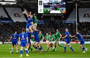 25 February 2023; Federico Ruzza of Italy wins possession in a line-out ahead of Caelan Doris of Ireland during the Guinness Six Nations Rugby Championship match between Italy and Ireland at the Stadio Olimpico in Rome, Italy. Photo by Seb Daly/Sportsfile