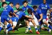 24 February 2023; Brian Gleeson of Ireland in action against Giovanni Sante of Italy during the U20 Six Nations Rugby Championship match between Italy and Ireland at Stadio Comunale di Monigo in Parma, Italy. Photo by Roberto Bregani/Sportsfile