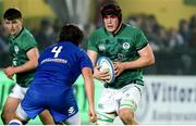 24 February 2023; Brian Gleeson of Ireland in action against Alex Mattioli of Italy during the U20 Six Nations Rugby Championship match between Italy and Ireland at Stadio Comunale di Monigo in Parma, Italy. Photo by Roberto Bregani/Sportsfile