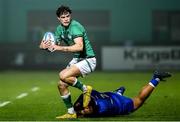 24 February 2023; James Nicholson of Ireland in action against Giovanni Quattrini of Italy during the U20 Six Nations Rugby Championship match between Italy and Ireland at Stadio Comunale di Monigo in Parma, Italy. Photo by Roberto Bregani/Sportsfile