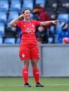 25 February 2023; Noelle Murray of Shelbourne celebrates after scoring her side's first goal during the FAI Women's President's Cup match between Athlone Town and Shelbourne at Athlone Town Stadium in Athlone, Westmeath. Photo by Stephen McCarthy/Sportsfile