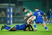 24 February 2023; John Devine of Ireland in action against David Odiase, left and Nicola Bozzo of Italy during the U20 Six Nations Rugby Championship match between Italy and Ireland at Stadio Comunale di Monigo in Parma, Italy. Photo by Roberto Bregani/Sportsfile