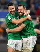 25 February 2023; Conor Murray of Ireland, left, and Jack Conan celebrate after their side's victory in the Guinness Six Nations Rugby Championship match between Italy and Ireland at the Stadio Olimpico in Rome, Italy. Photo by Seb Daly/Sportsfile