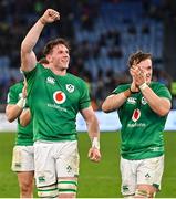 25 February 2023; Ryan Baird, left, and Josh van der Flier of Ireland after the Guinness Six Nations Rugby Championship match between Italy and Ireland at the Stadio Olimpico in Rome, Italy. Photo by Ramsey Cardy/Sportsfile