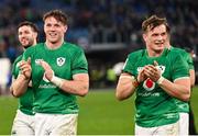 25 February 2023; Ryan Baird, left, and Josh van der Flier of Ireland after the Guinness Six Nations Rugby Championship match between Italy and Ireland at the Stadio Olimpico in Rome, Italy. Photo by Ramsey Cardy/Sportsfile