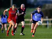 25 February 2023; Kate Sullivan of Dublin in action against Danielle Caldwell of Mayo during the 2023 Lidl Ladies National Football League Division 1 Round 5 match between Dublin and Mayo at DCU St Clare's in Dublin. Photo by Ray McManus/Sportsfile