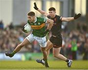 25 February 2023; Adrian Spillane of Kerry in action against Tiernan Kelly of Armagh during the Allianz Football League Division 1 match between Kerry and Armagh at Austin Stack Park in Tralee, Kerry. Photo by Eóin Noonan/Sportsfile