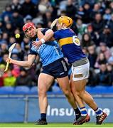 25 February 2023; Alex Considine of Dublin shoots to score a one handed point during the Allianz Hurling League Division Two match between Dublin and Tipperary at Croke Park in Dublin. Photo by Stephen Marken/Sportsfile