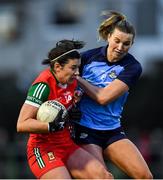 25 February 2023; Rachel Kearns of Mayo in action against Jennifer Dunne of Dublin during the 2023 Lidl Ladies National Football League Division 1 Round 5 match between Dublin and Mayo at DCU St Clare's in Dublin. Photo by Ray McManus/Sportsfile