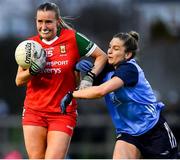 25 February 2023; Tara Needham of Mayo in action against Martha Byrne of Dublin during the 2023 Lidl Ladies National Football League Division 1 Round 5 match between Dublin and Mayo at DCU St Clare's in Dublin. Photo by Ray McManus/Sportsfile