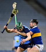 25 February 2023; James Madden of Dublin in action against Dan McCormack of Tipperary during the Allianz Hurling League Division 1 Group B match between Dublin and Tipperary at Croke Park in Dublin. Photo by Piaras Ó Mídheach/Sportsfile