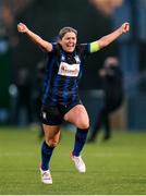 25 February 2023; Athlone Town captain Laurie Ryan celebrates her side's penalty shootout victory in the FAI Women's President's Cup match between Athlone Town and Shelbourne at Athlone Town Stadium in Athlone, Westmeath. Photo by Stephen McCarthy/Sportsfile