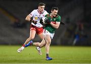 25 February 2023; Diarmuid O'Connor of Mayo in action against Michael McKernan of Tyrone during the Allianz Football League Division 1 match between Mayo and Tyrone at Hastings Insurance MacHale Park in Castlebar, Mayo. Photo by Ben McShane/Sportsfile