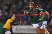 25 February 2023; Aidan O'Shea of Mayo celebrates after scoring his side's first goal during the Allianz Football League Division 1 match between Mayo and Tyrone at Hastings Insurance MacHale Park in Castlebar, Mayo. Photo by Ben McShane/Sportsfile