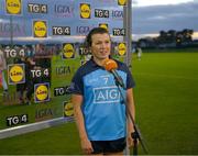 25 February 2023; Player of the Match Leah Caffrey of Dublin is interviewed following the 2023 Lidl Ladies National Football League Division 1 Round 5 fixture between Dublin and Mayo at DCU St Clare’s, Dublin. Photo by Ray McManus/Sportsfile