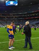 25 February 2023; Eoin Cleary of Clare with selector Joe Hayes after their side's defeat in the Allianz Football League Division 2 match between Dublin and Clare at Croke Park in Dublin. Photo by Piaras Ó Mídheach/Sportsfile