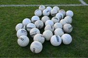 25 February 2023; O'Neills footballs await the Dublin team's warm up before the 2023 Lidl Ladies National Football League Division 1 Round 5 match between Dublin and Mayo at DCU St Clare's in Dublin. Photo by Ray McManus/Sportsfile