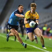 25 February 2023; Dermot Coughlan of Clare in action against Cormac Costello of Dublin during the Allianz Football League Division 2 match between Dublin and Clare at Croke Park in Dublin. Photo by John Sheridan/Sportsfile