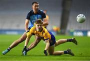 25 February 2023; Dermot Coughlan of Clare in action against Cormac Costello of Dublin during the Allianz Football League Division 2 match between Dublin and Clare at Croke Park in Dublin. Photo by John Sheridan/Sportsfile