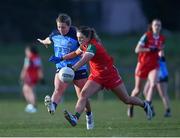 25 February 2023; Sinéad Wylde of Dublin is tackled by Roisin Flynn of Mayo during the 2023 Lidl Ladies National Football League Division 1 Round 5 match between Dublin and Mayo at DCU St Clare's in Dublin. Photo by Ray McManus/Sportsfile