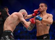 25 February 2023; Pedro Carvalho, left, in action against Jeremy Kennedy during their featherweight bout at Bellator 291 in the 3 Arena, Dublin. Photo by David Fitzgerald/Sportsfile