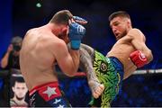 25 February 2023; Yaroslav Amosov, right, in action against Logan Storley during their welterweight title bout at Bellator 291 in the 3 Arena, Dublin. Photo by David Fitzgerald/Sportsfile