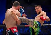 25 February 2023; Yaroslav Amosov, right, in action against Logan Storley during their welterweight title bout at Bellator 291 in the 3 Arena, Dublin. Photo by David Fitzgerald/Sportsfile