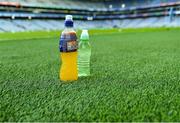 25 February 2023; Sports drinks pitchside before the Allianz Hurling League Division 1 Group B match between Dublin and Tipperary at Croke Park in Dublin. Photo by Piaras Ó Mídheach/Sportsfile