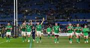 25 February 2023; Ireland players, from left, Rónan Kelleher, Caelan Doris, Conor Murray, Jack Conan, Peter O'Mahony, Jack Crowley, Dave Kilcoyne and Craig Casey after their side's victory in the Guinness Six Nations Rugby Championship match between Italy and Ireland at the Stadio Olimpico in Rome, Italy. Photo by Seb Daly/Sportsfile