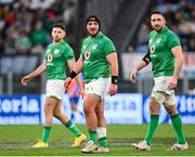 25 February 2023; Tom O'Toole, centre, and Jack Conan of Ireland, right, during the Guinness Six Nations Rugby Championship match between Italy and Ireland at the Stadio Olimpico in Rome, Italy. Photo by Seb Daly/Sportsfile